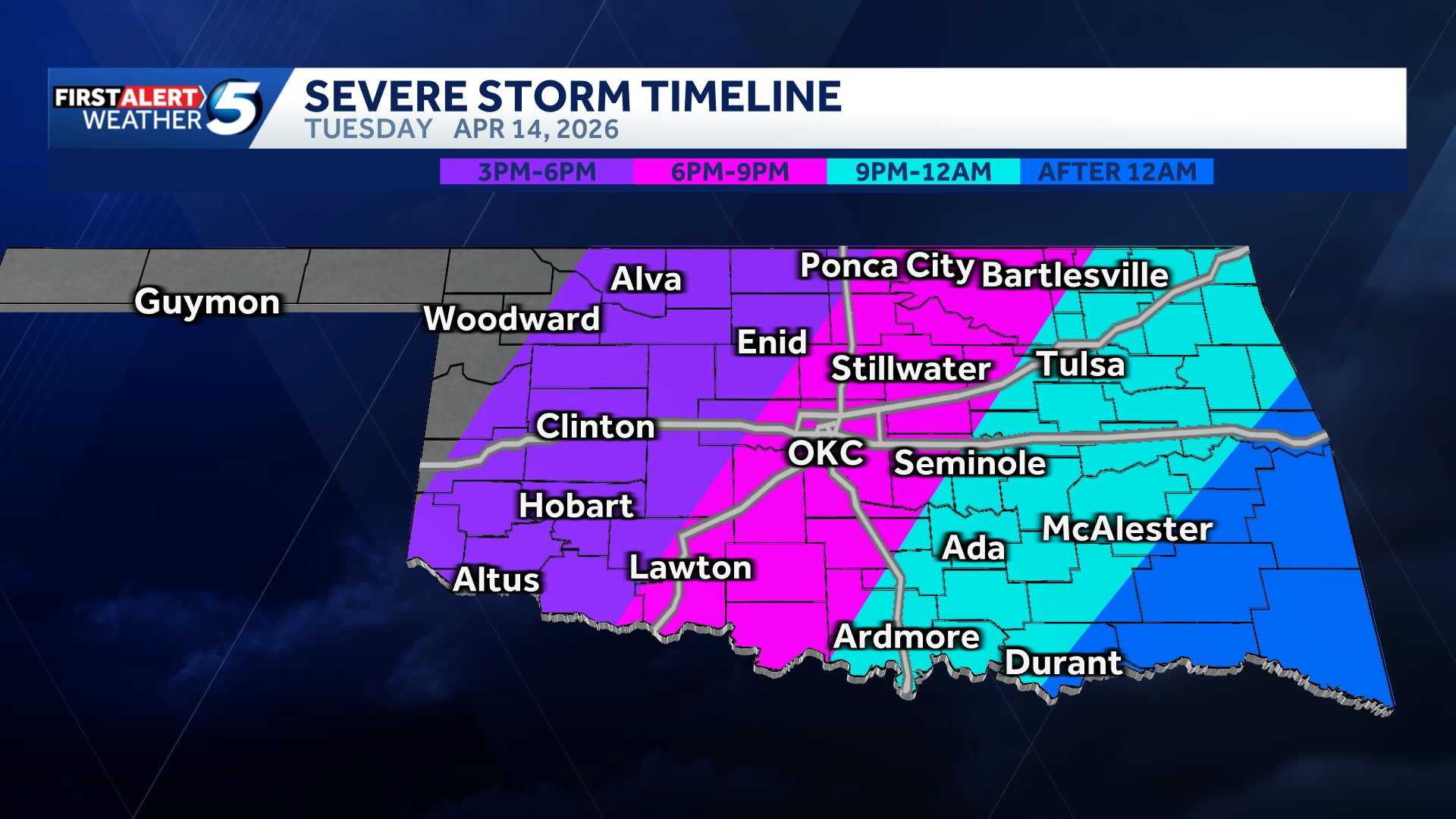 FORECAST: Oklahoma storms with tornado risk possible Tuesday - KOCO