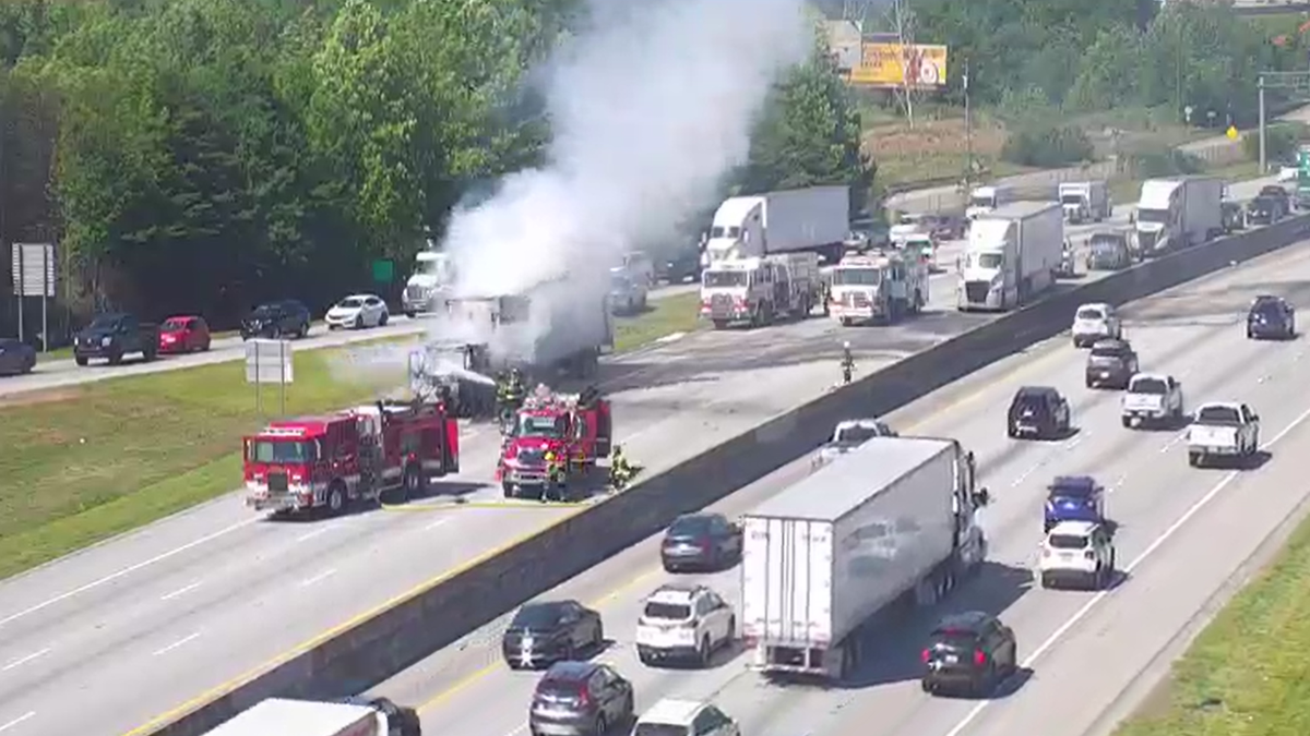 Lanes reopened after tractor trailer fire shuts down southbound lane of ...