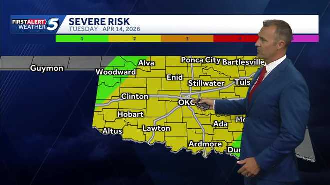 FORECAST: Oklahoma storms with tornado risk possible Tuesday