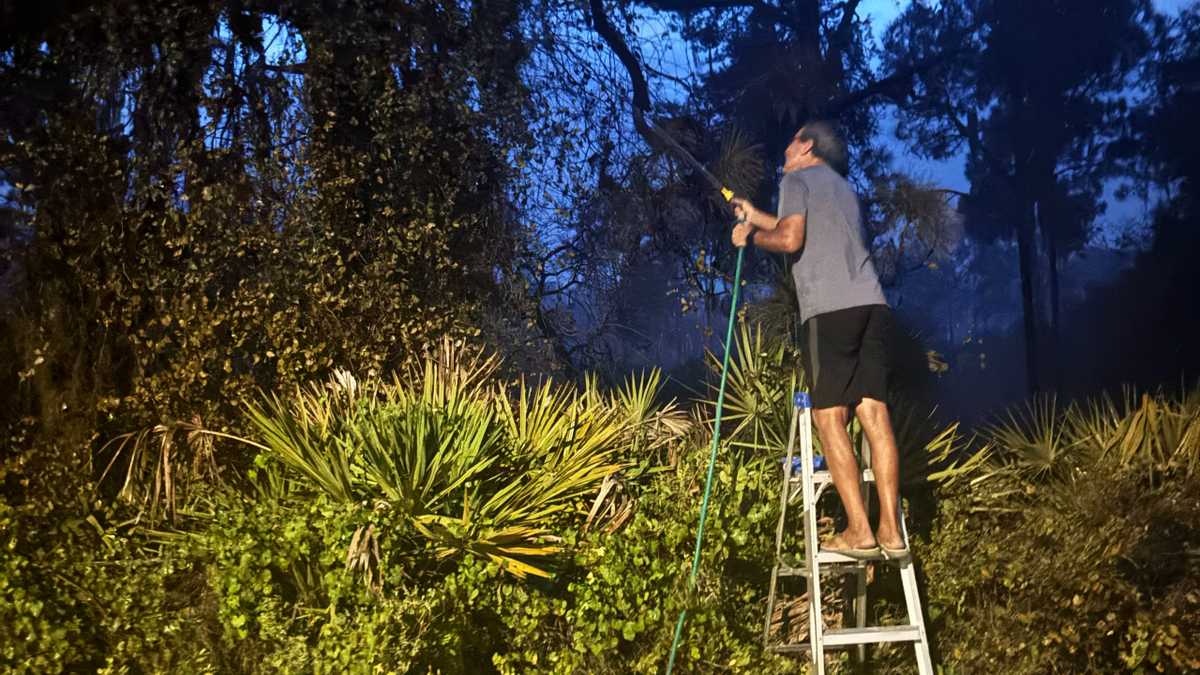 "helping neighbors put fire out in tree right across the street 9 pm"