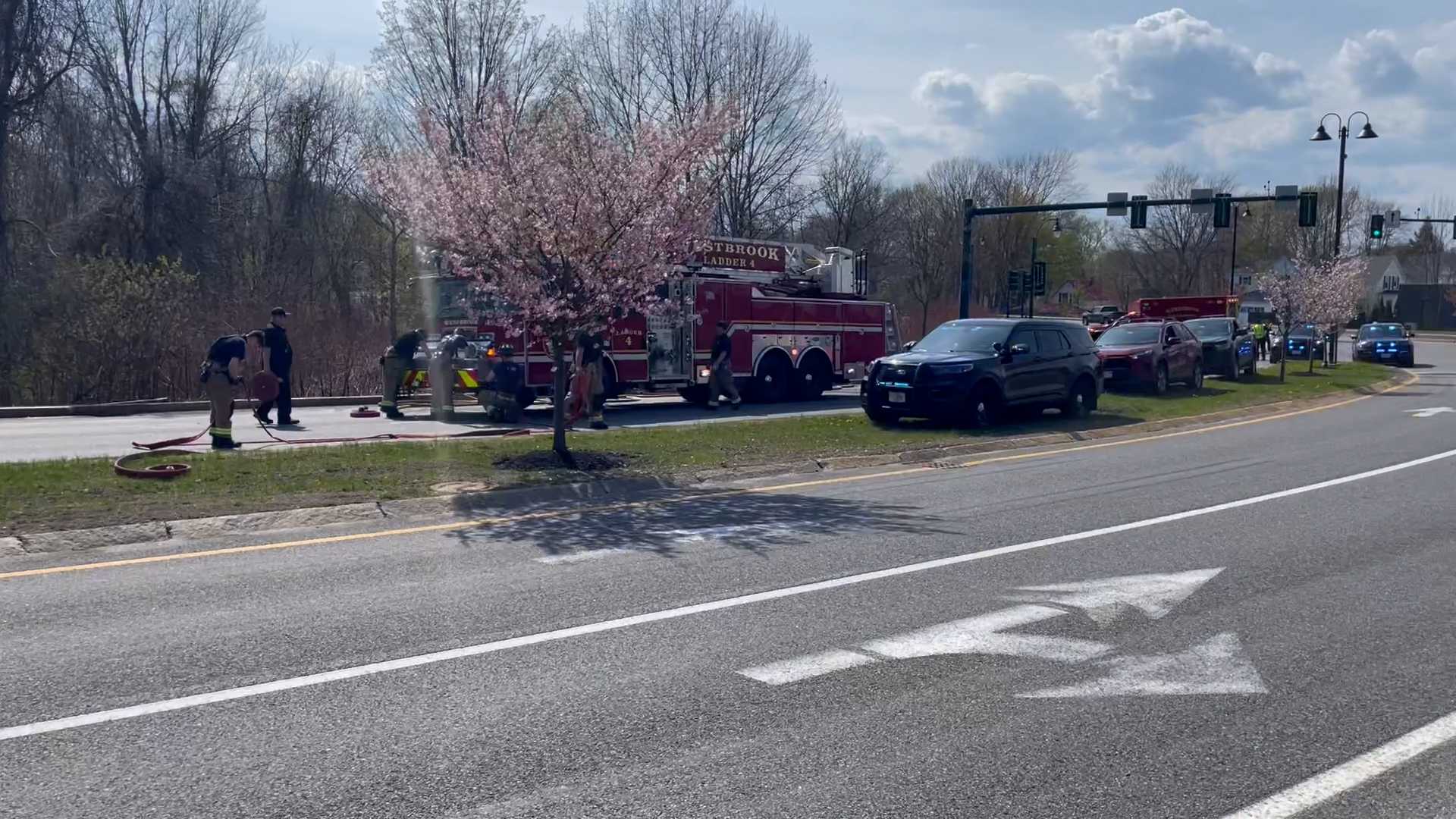 Large brush fire in Westbrook prompts road closure, police say