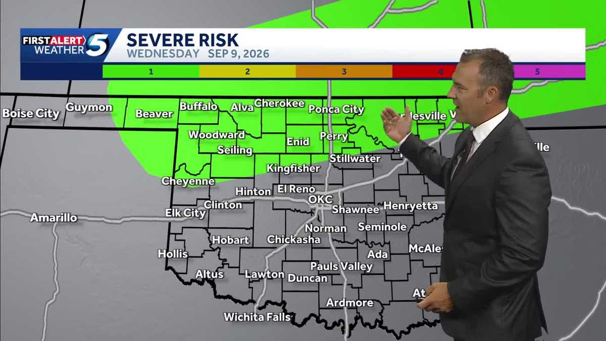 TIMELINE: Severe weather possible with isolated storm risk Wednesday in Oklahoma