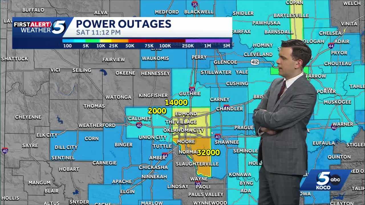 Approximately 95,000 customers in Oklahoma without power after storms produced strong winds