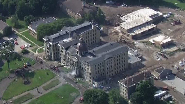 Firefighters battle fire at historic seminary in St. Francis