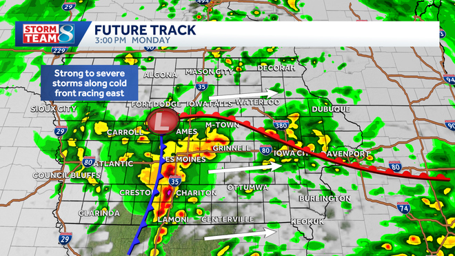 storms develop over central iowa by early afternoon