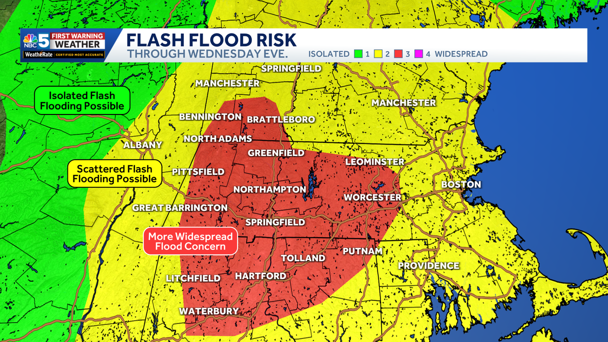 Isolated flooding possible, especially south, through Wednesday