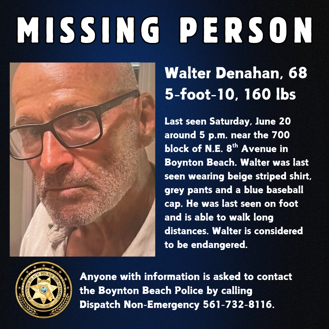 Boynton Beach police ask for help finding missing endangered 68-year-old man