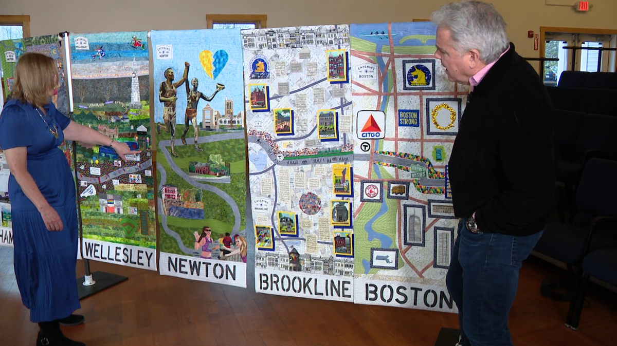 Quilt guild creates one-of-a-kind Boston Marathon-inspired art installation