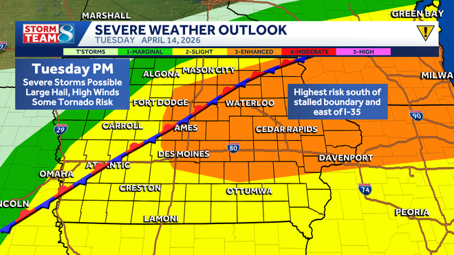 severe storms possible across iowa tuesday afternoon