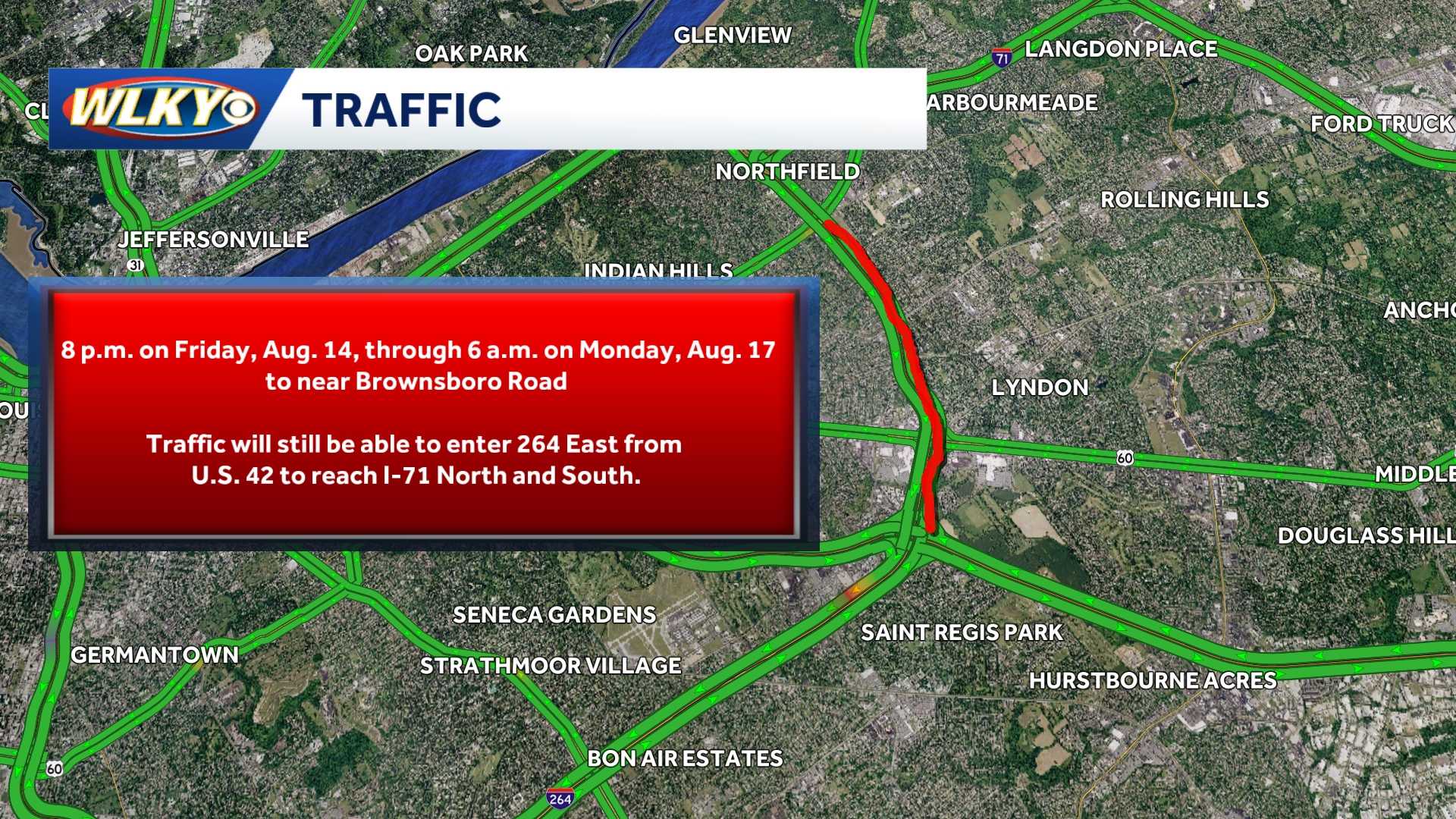 Traffic alert: Expect delays on I-264 this weekend for paving - WLKY