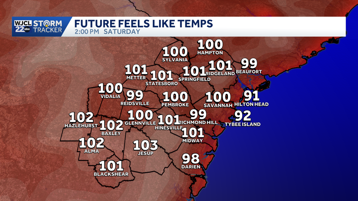 Hot holiday weekend forecast for SE Georgia and the Lowcountry brings feels like temps in the 100s