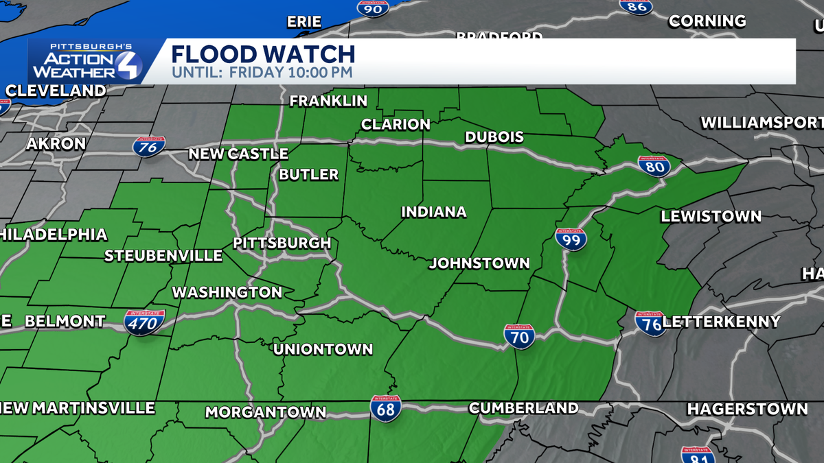 Western Pennsylvania under flood watch as heavy rain and storms come through