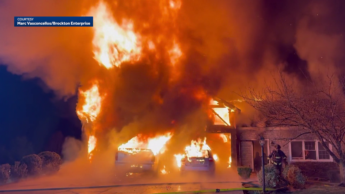 Fire rips through Bridgewater, Massachusetts, home, destroys vehicles