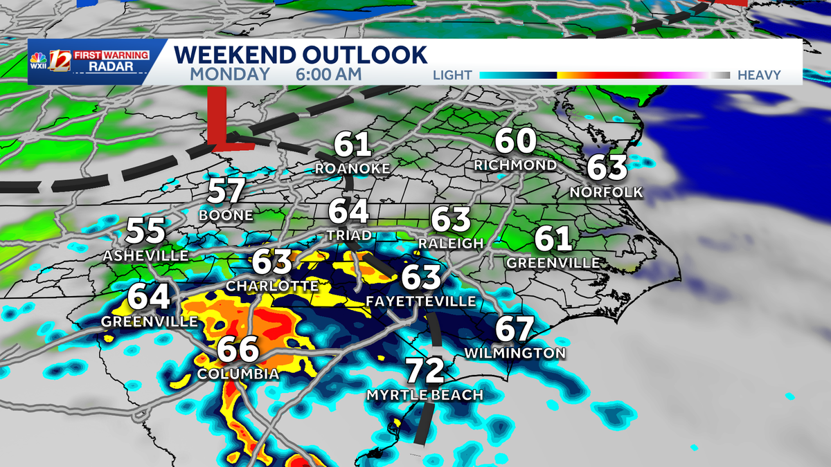 Low humidity on Sunday in North Carolina | Monday rain chances