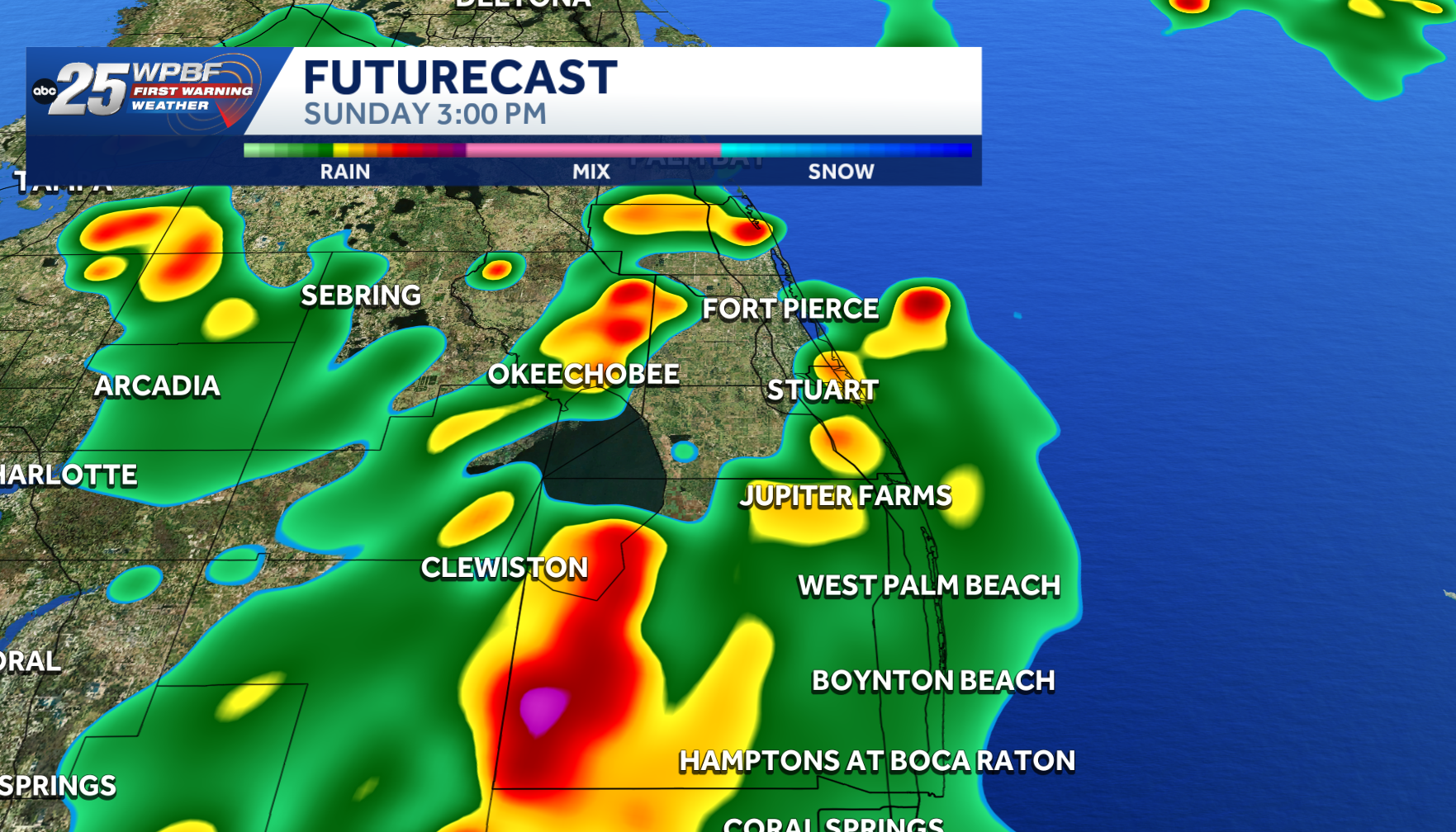 Rain and storms forecast for Palm Beaches and Treasure Coast Sunday
