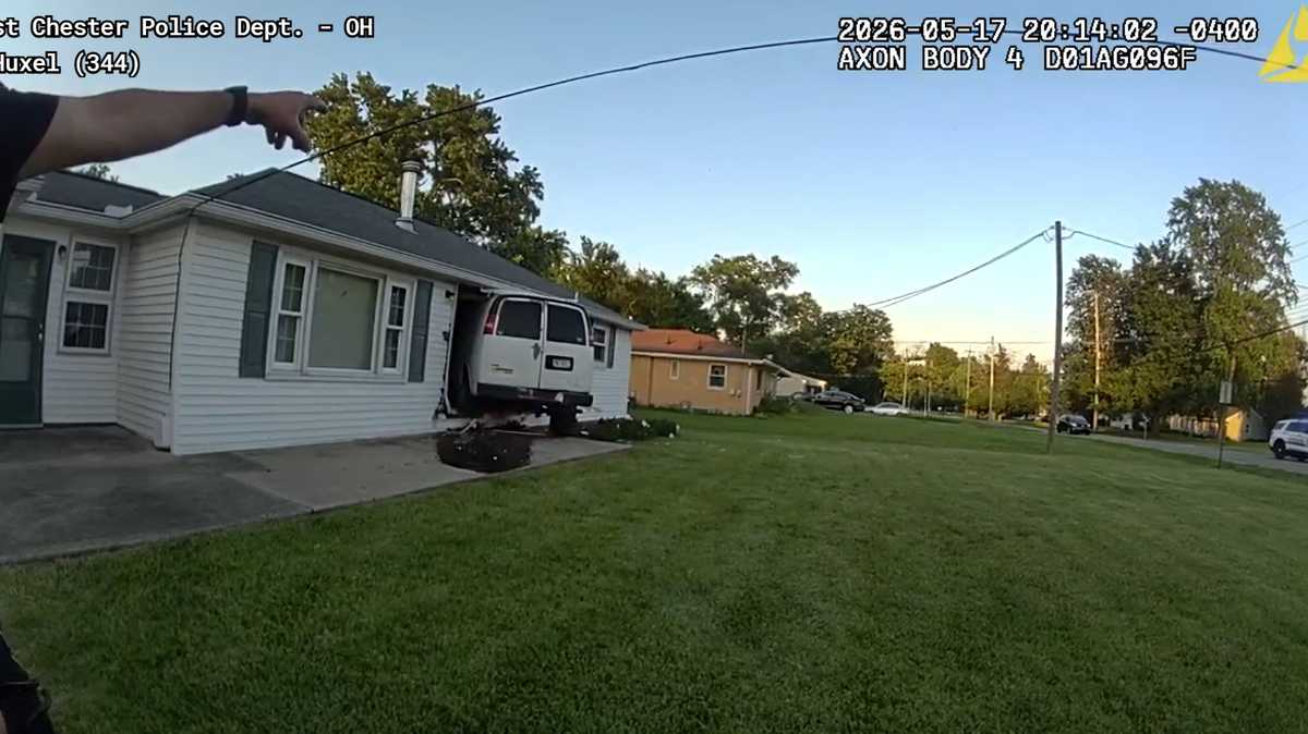 Van crashes into West Chester home, narrowly missing 86-year-old woman