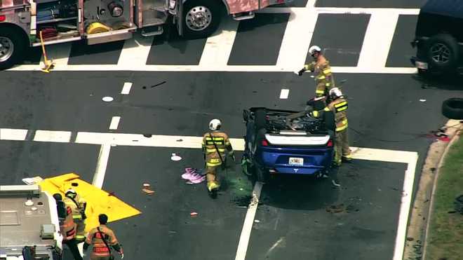 car flips, 10 people involved in crash near seaworld |