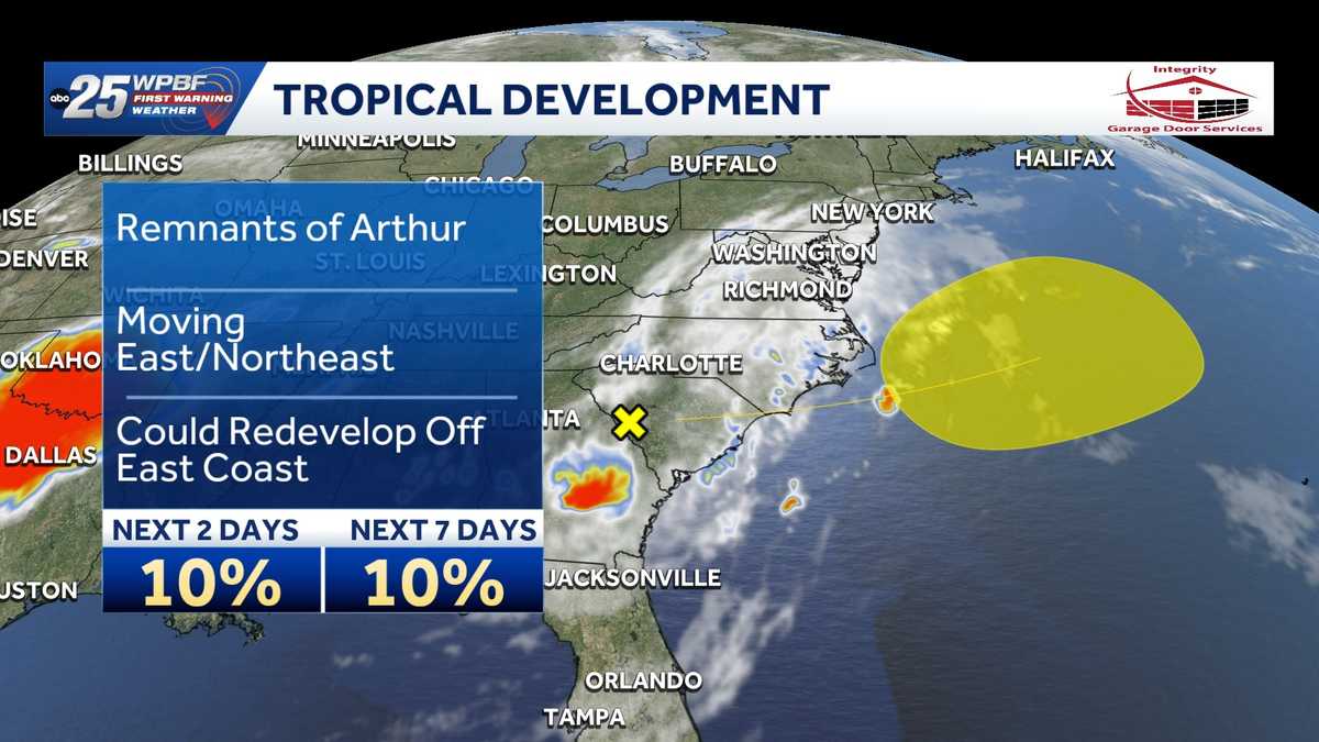 Remnants of Arthur could redevelop after moving off US coast