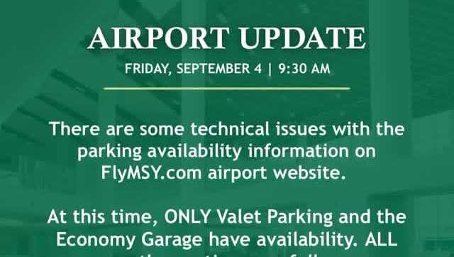 Parking limited at MSY due to technical issues ahead of Labor Day