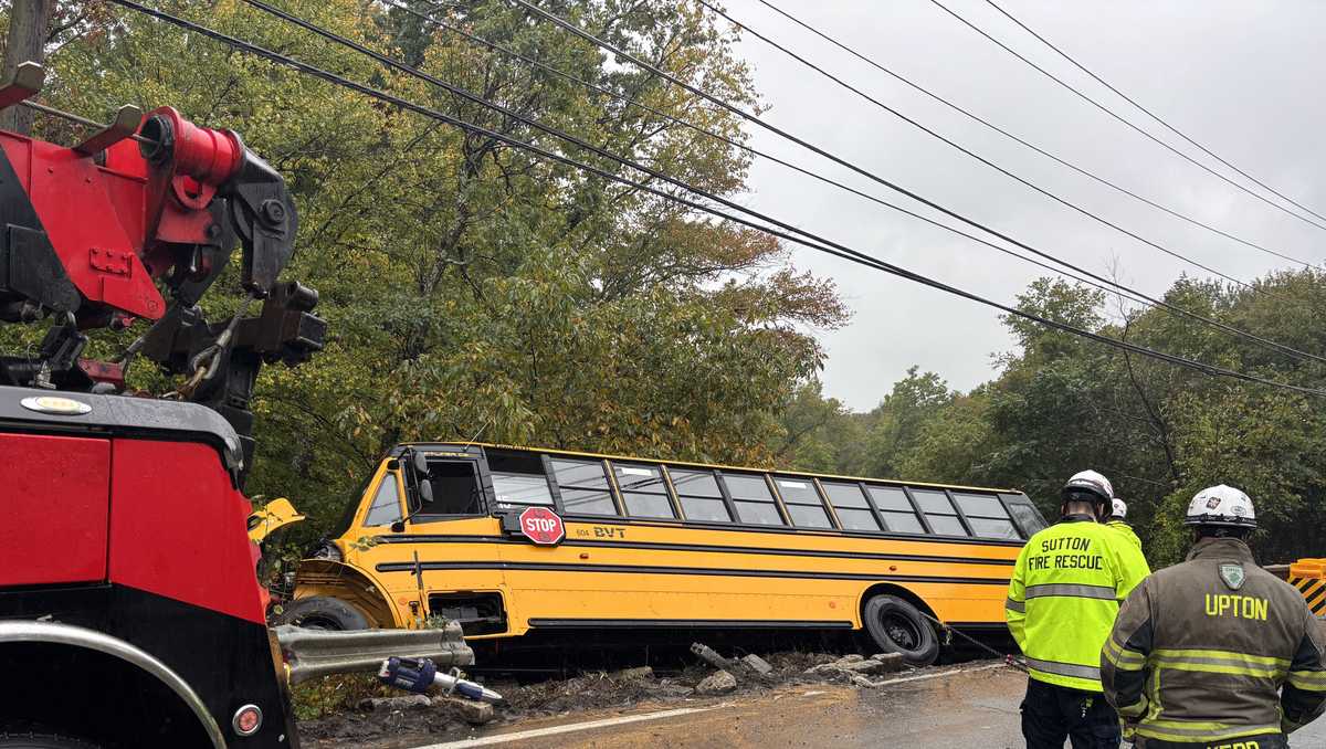 School bus veers off road, left teetering 'within inches' of crashing into river