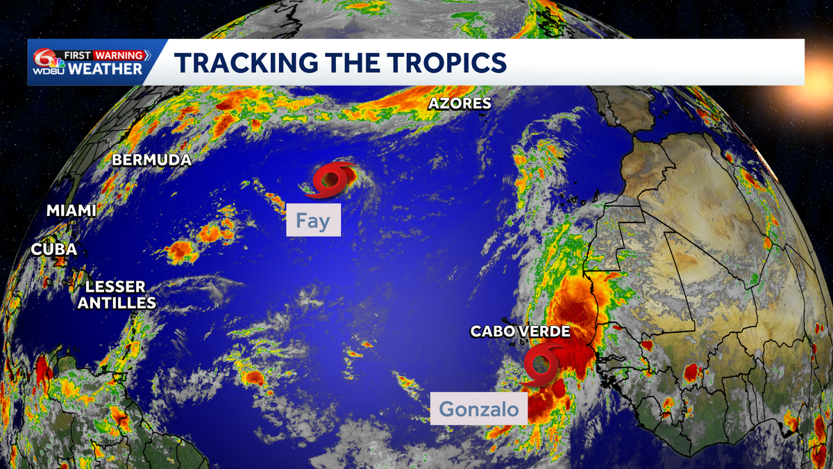 Fay and Gonzalo remain far from Louisiana