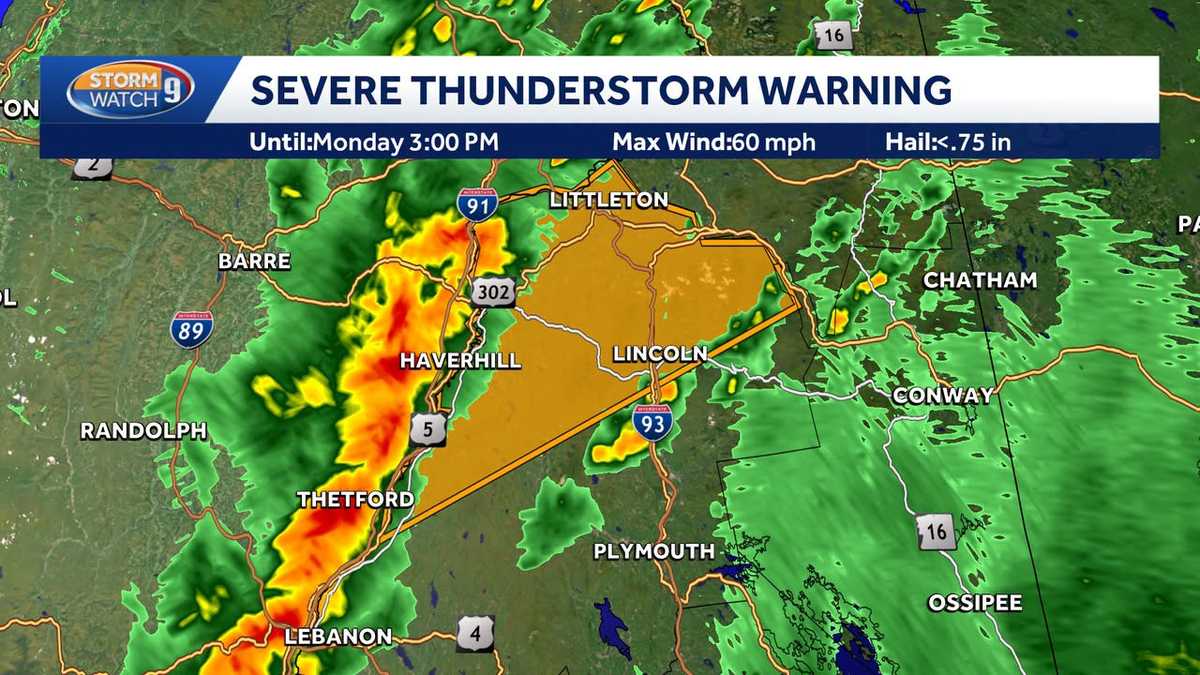 Impact Weather: Severe thunderstorm warning issued for parts of western NH