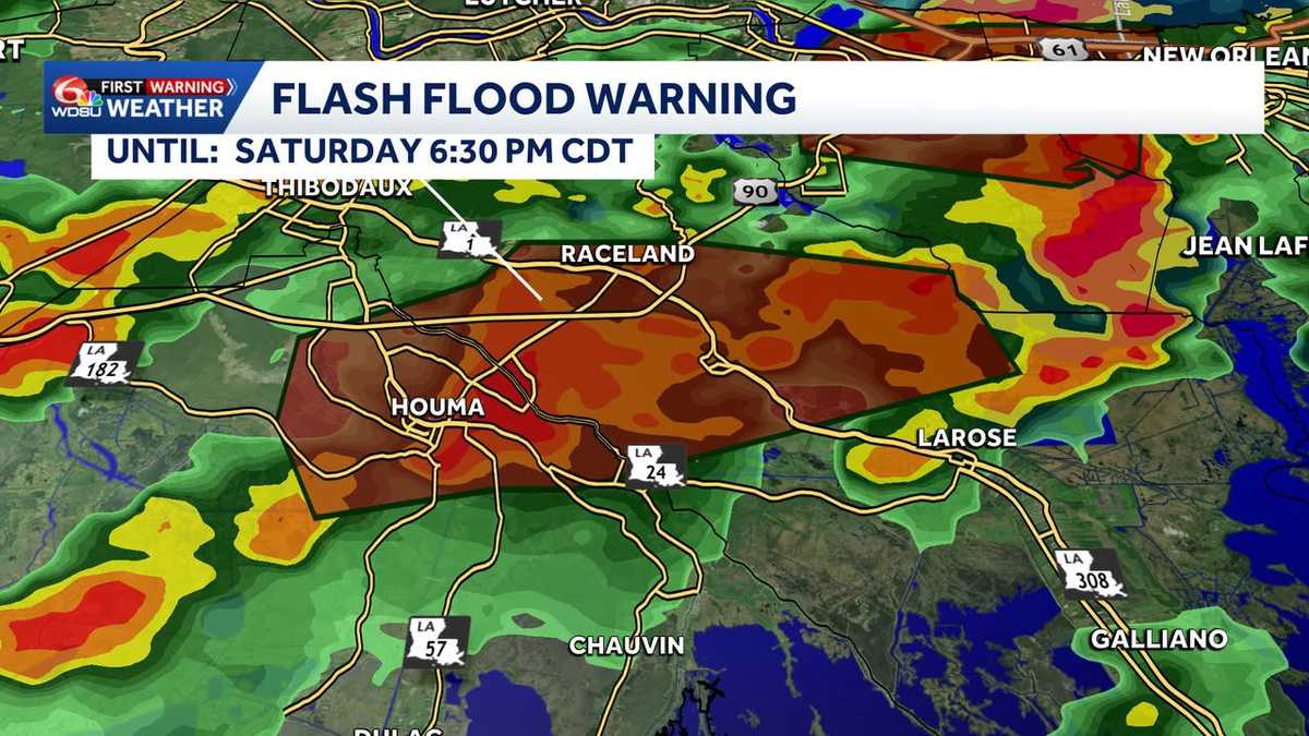 A Flash Flood Warning is in effect for parts of Terrebonne and Lafourche