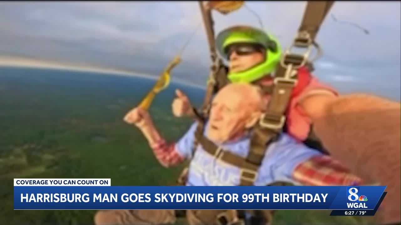VIDEO: Pennsylvania man celebrates 99th birthday with ninth skydive