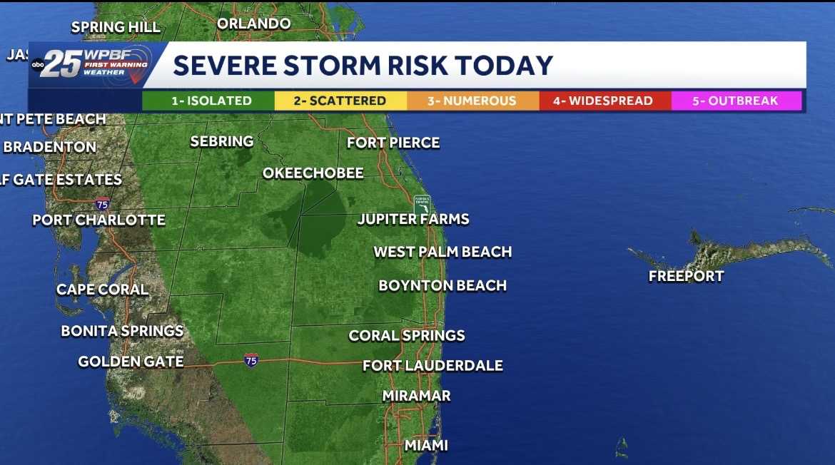 Marginal risk of severe storms with feels-like temps near 110 in South Florida