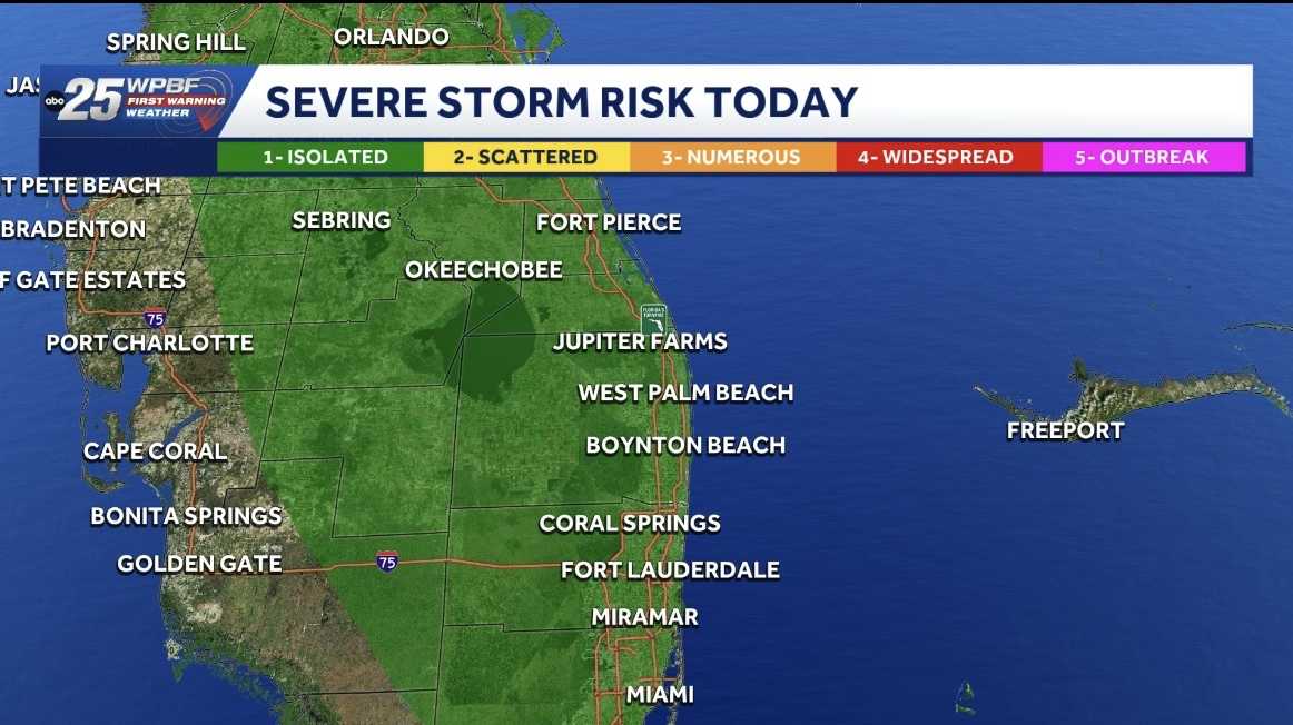 Marginal risk of severe storms with feels-like temps near 110 in South Florida