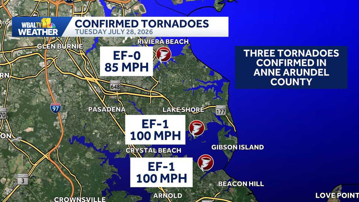 5 tornadoes confirmed; Storms leave damage from Arnold to Trappe