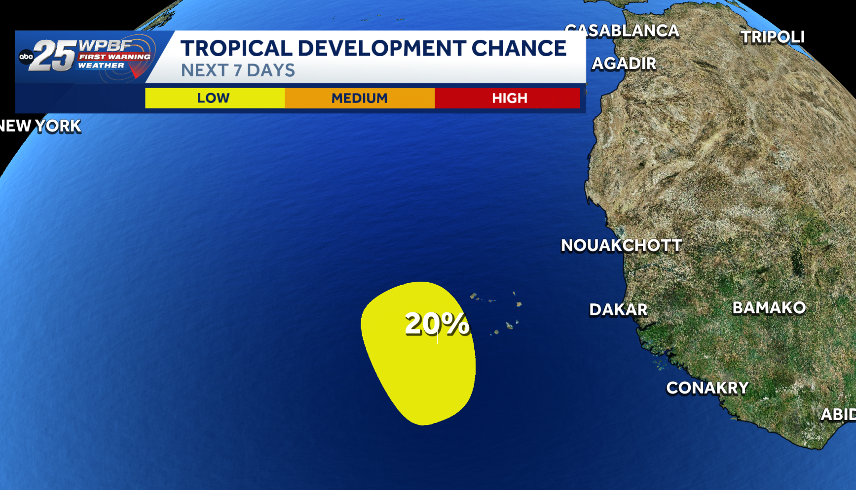 National Hurricane Center tracks low-pressure system near Cabo Verde Islands