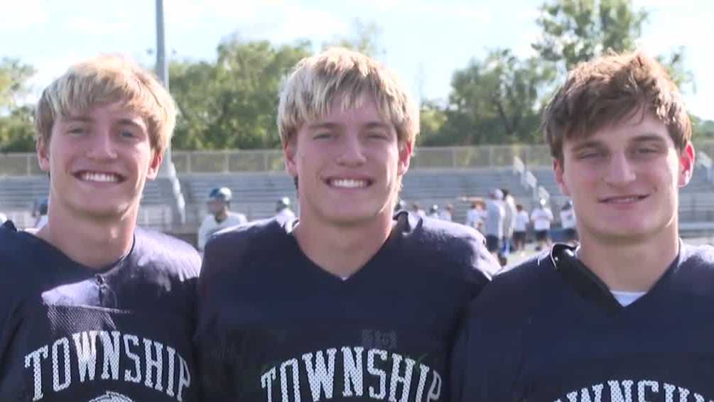 Triplet brothers Nate, Chase and Brendan all play on the Manheim Township high school football team