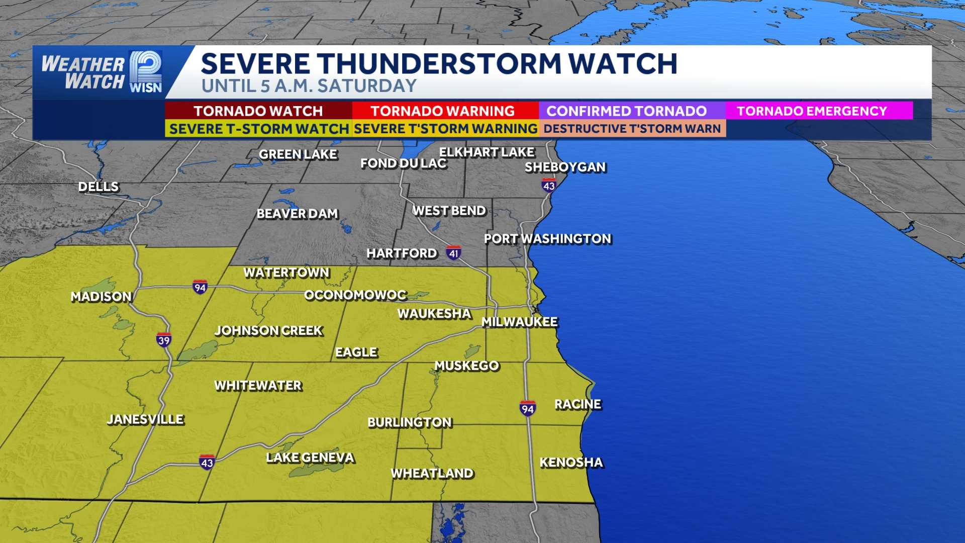 Severe thunderstorm watch issued for counties in southeast Wisconsin