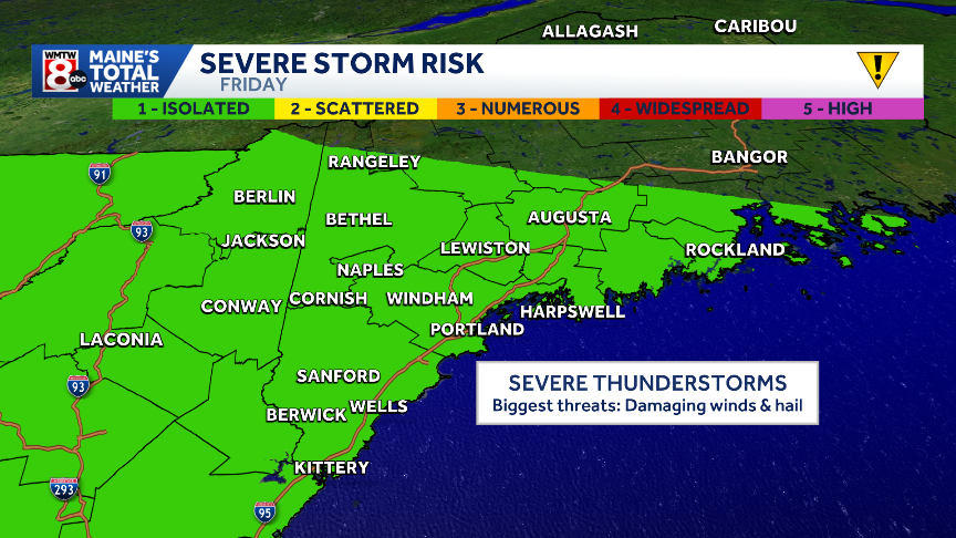 Showers and thunderstorms set to impact Maine Friday