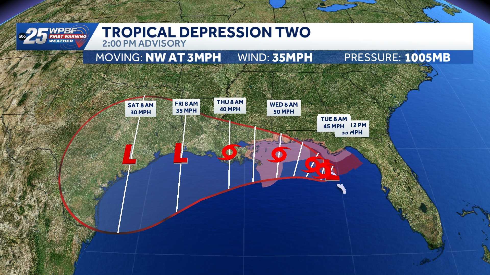 Tropical Depression Two expected to become tropical storm later today