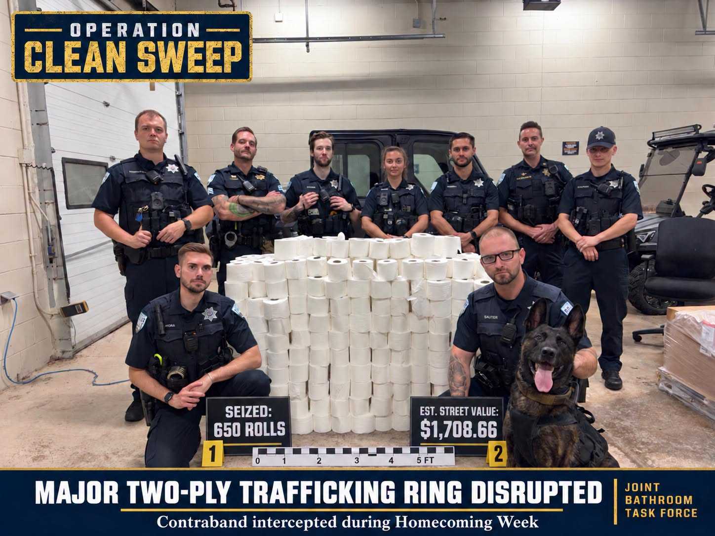 Police in Illinois recover 650 rolls of toilet paper amid rise in homecoming week vandalism
