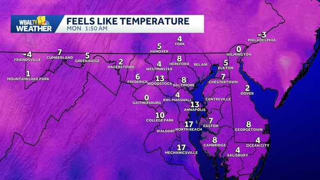 Maryland Feels Like Temperatures