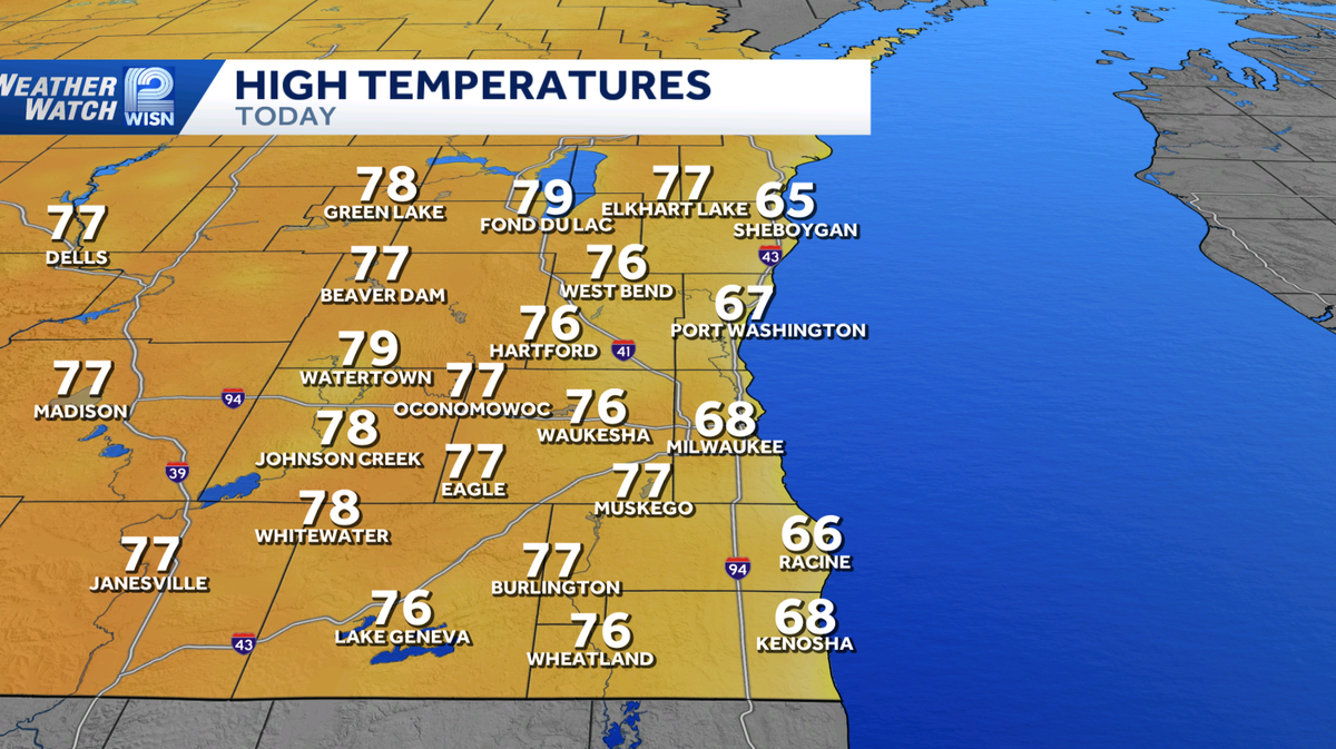 60s to storms in southeast Wisconsin