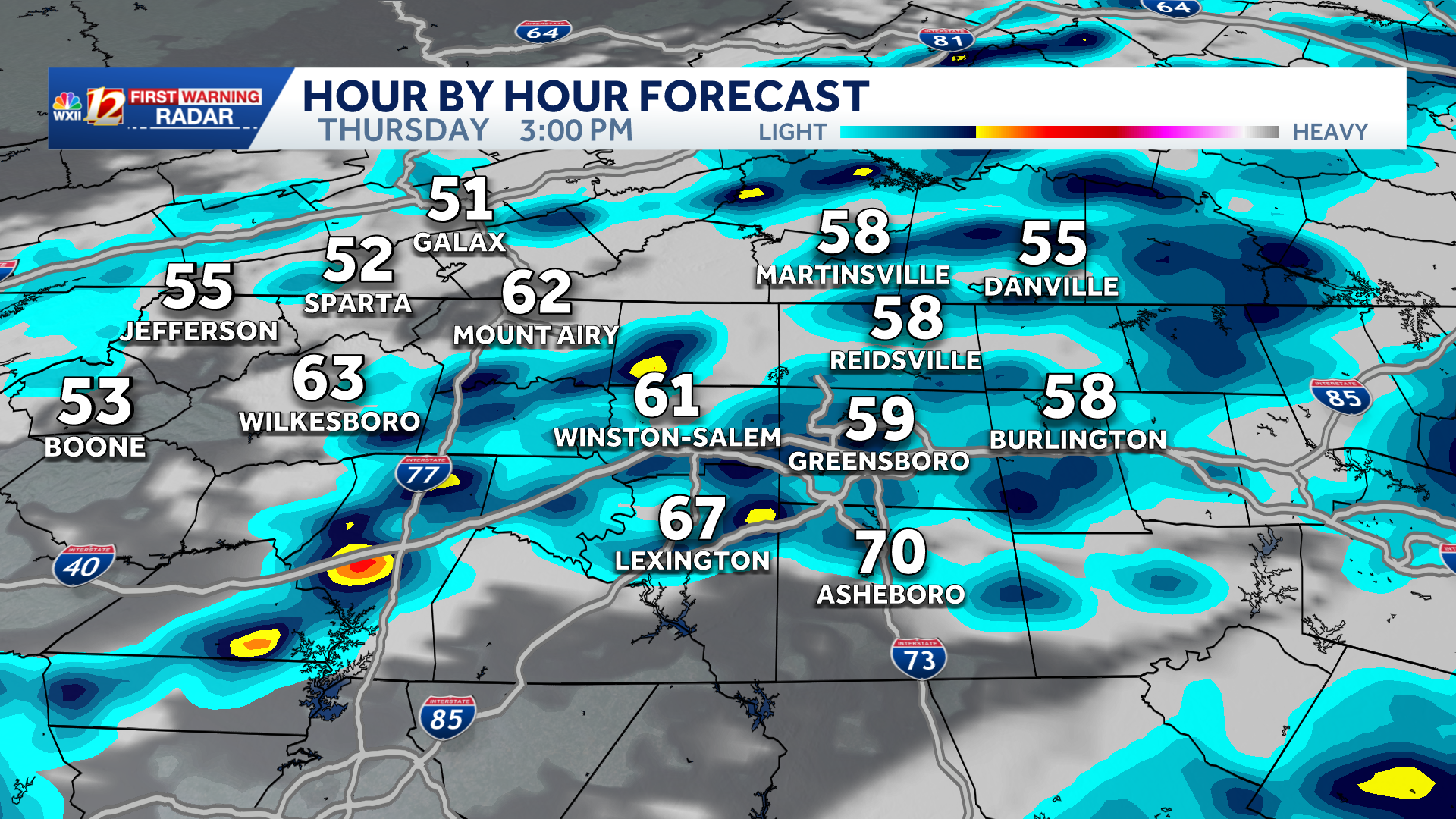 Lingering light rain continues across North Carolina Thursday morning