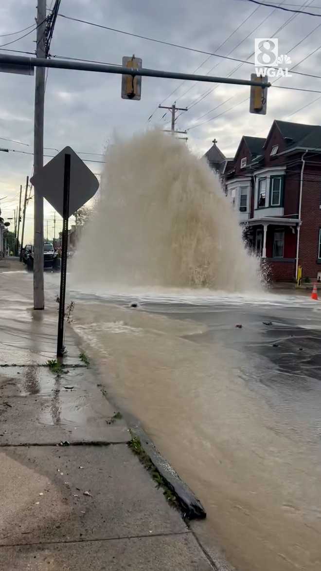 A huge geyser of water erupted in Lebanon Friday morning because of a water main break.