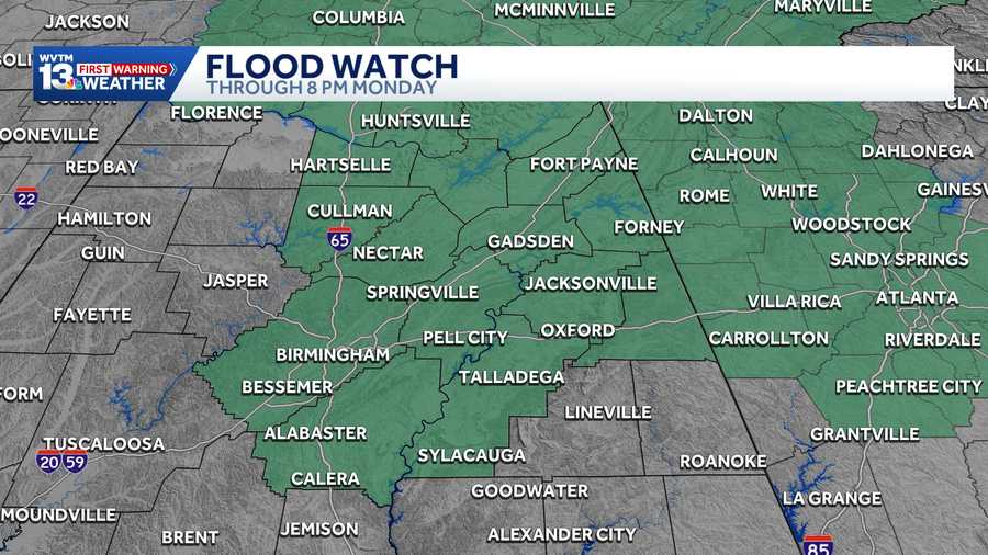 Flood Watch issued for Central Alabama with more have storms