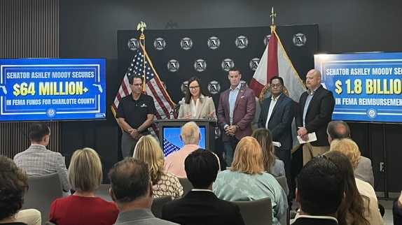 Sen. Ashley Moody announces $64M in FEMA funds for Charlotte County; almost $2B for state
