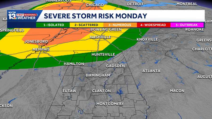 Heavy Storms This Weekend Into Next Week; Alabama Severe Risk