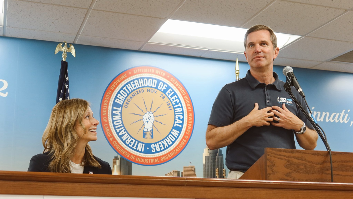 Kentucky Gov. Beshear rallies support for Amy Acton in Cincinnati with local labor union