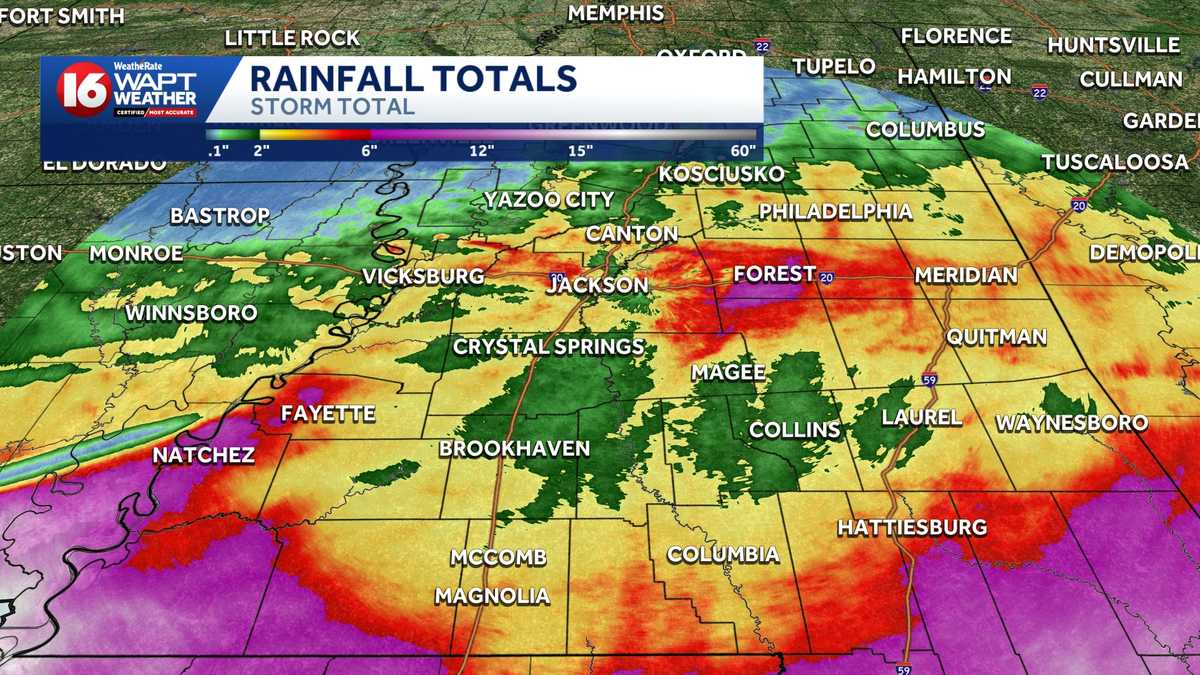What's left of Arthur dumps heavy rain across Mississippi