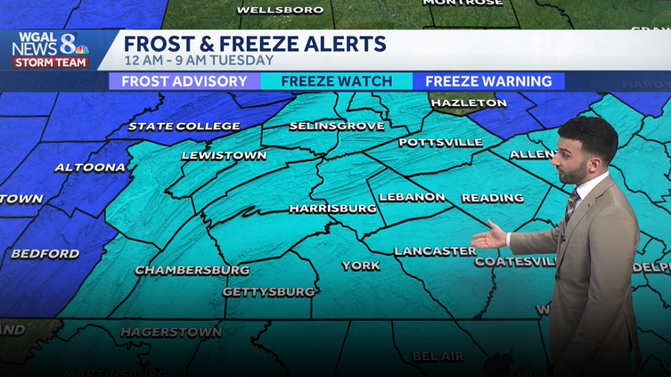 Breezy & chilly Monday, Freeze Watch for Tuesday AM across south ...