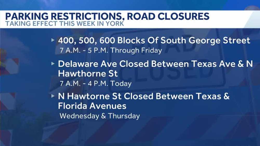 York announces parking restrictions and road closures for utility work