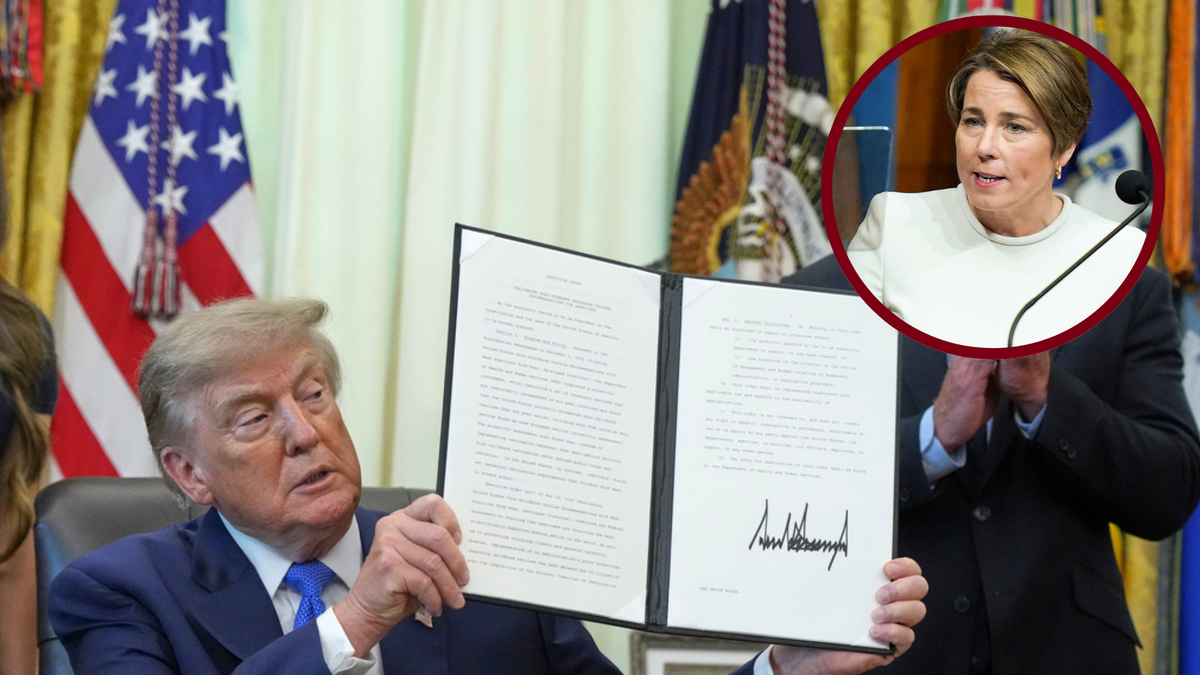 Healey responds after Trump signs executive order on spacing on childhood vaccine shots
