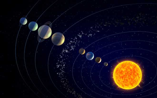 Système solaire, visualisation informatique.